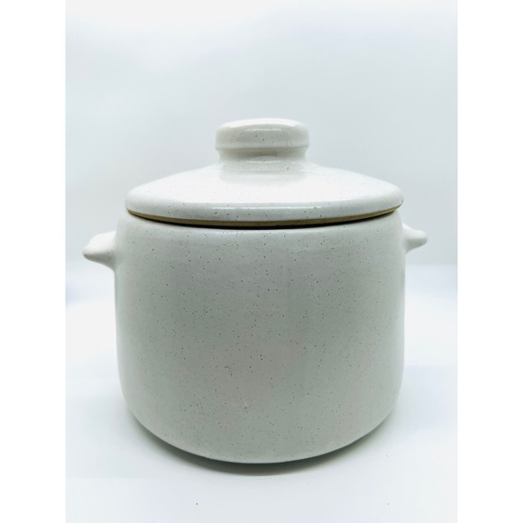 VTG 60’s West Bend Crock Bean Pot & Lid w/ Fork & Spoon Design, earthenware, MCM - Picture 3 of 8